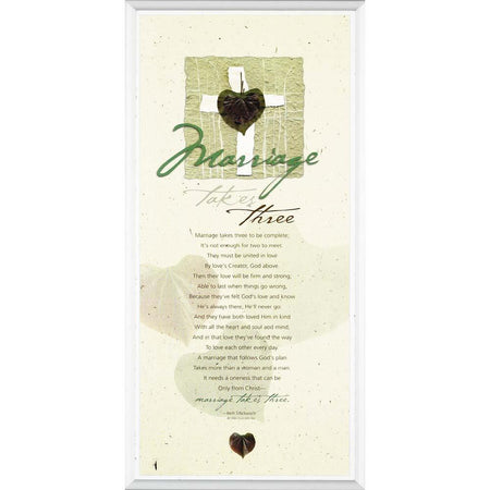 Marriage Takes Three Cross White 5 x 11 Wood Wall Sign Plaque by Dicksons