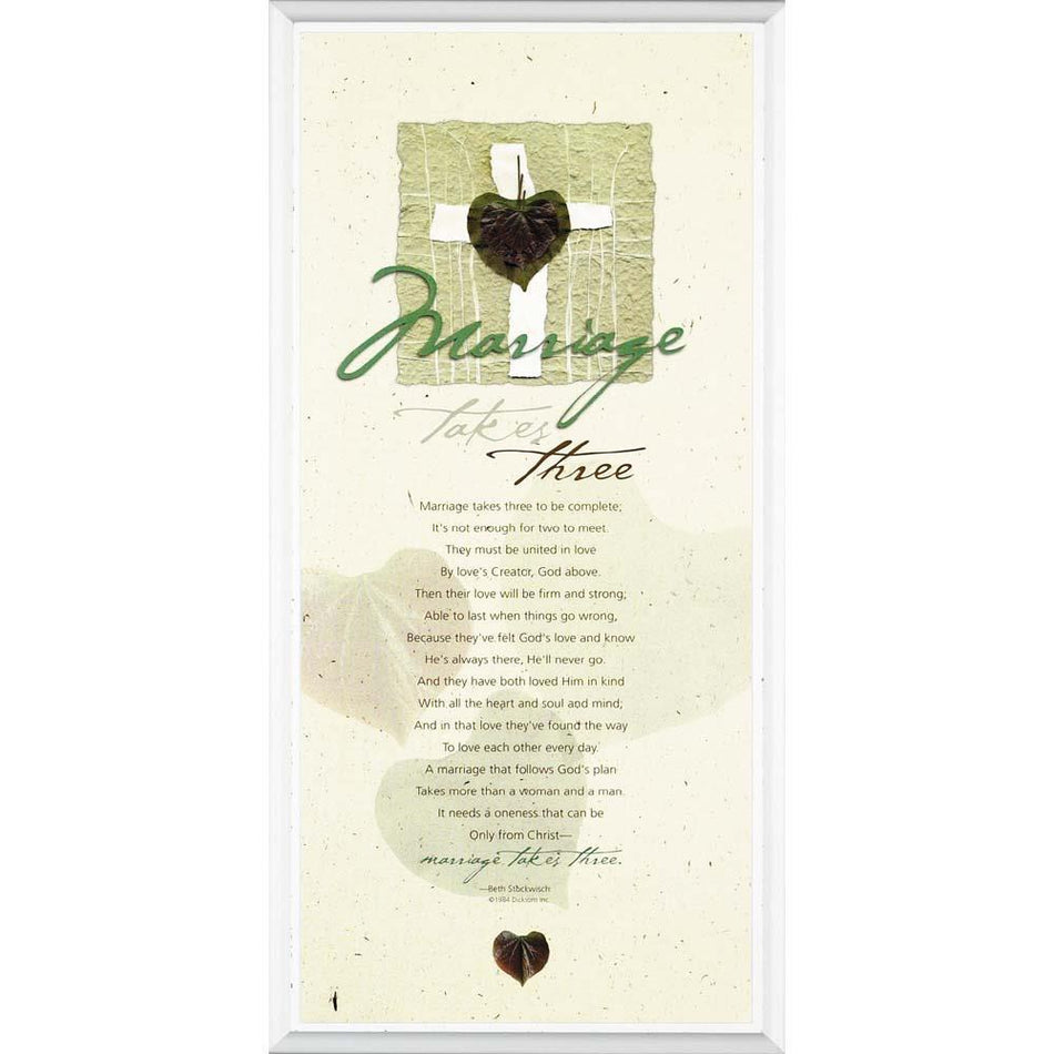 Marriage Takes Three Cross White 5 x 11 Wood Wall Sign Plaque by Dicksons