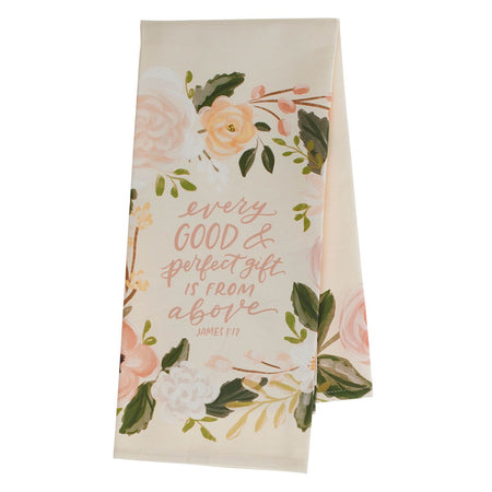 Every Good and Perfect Gift Peach Cotton Tea Towel - James 1:17 by Christian Art Gifts