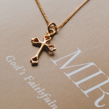 Cutout Cross Gold Over Sterling Silver 16-18-Inch Necklace by Swanson Christian Products, product view 8