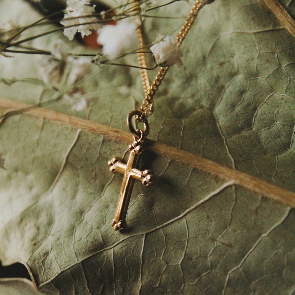Cross Gold Over Sterling Silver 16-18-Inch Necklace by Swanson Christian Products, product view 8