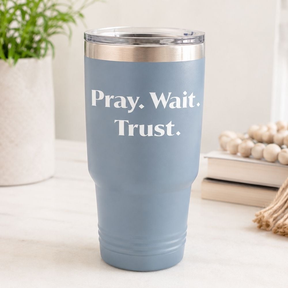 Vinyl Pray Wait Trust Decal by Swanson Christian Products, product view 5