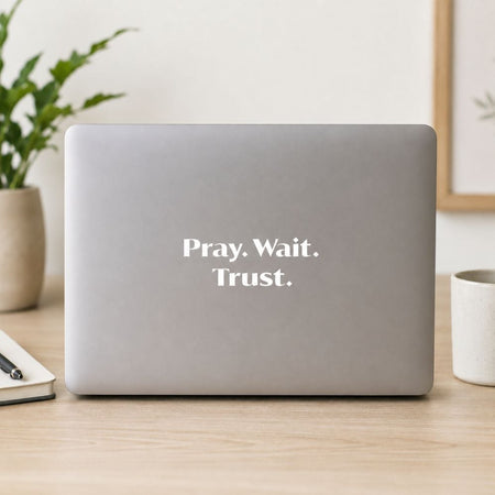 Vinyl Pray Wait Trust Decal by Swanson Christian Products, product view 4