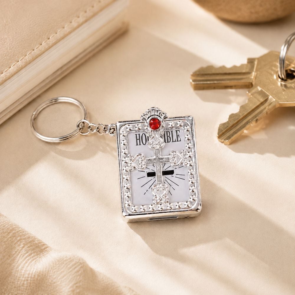 Bible Keychain - Ornate Silver - Pack 6 by Swanson Christian Products, product view 4