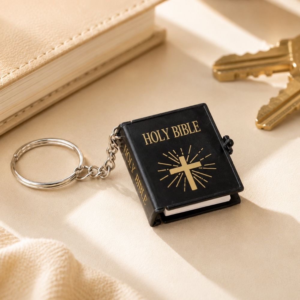 KEYCHAIN BIBLE ORNATE GOLD - PK6