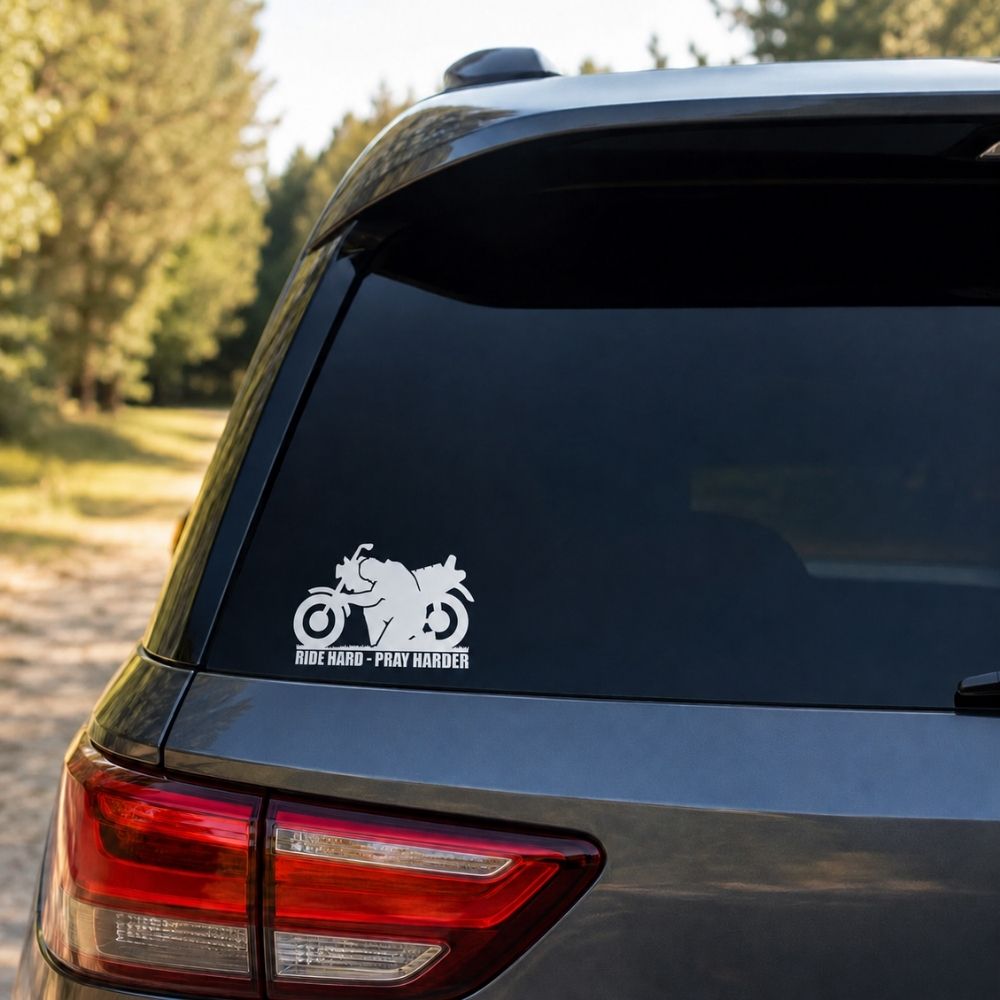 Vinyl Ride Hard - Pray Harder Decal by Swanson Christian Products