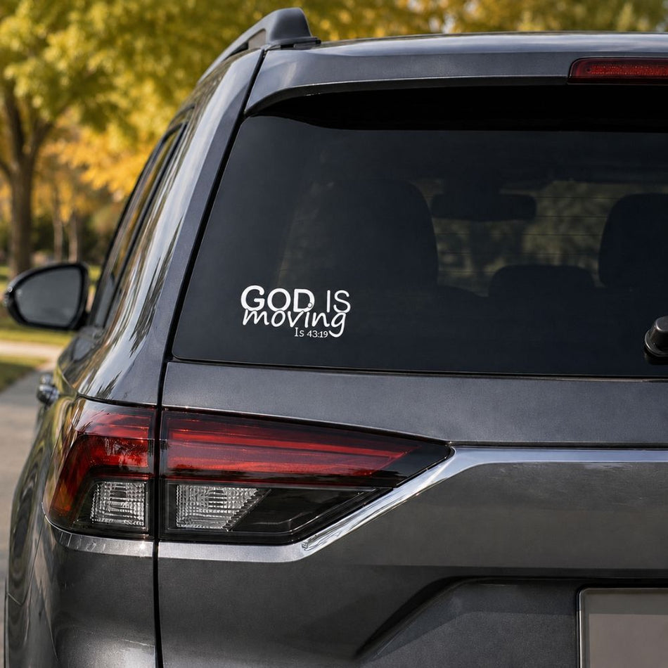 Vinyl God Is Moving Decal by Swanson Christian Products