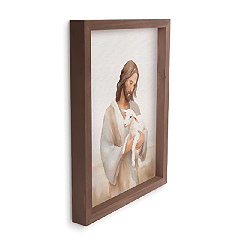 Wonderous Watercolors Collection Framed Linen - Jesus & Lamb