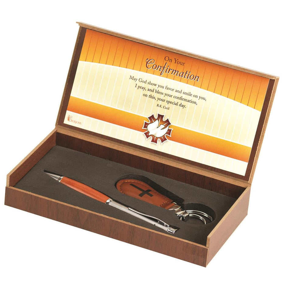 On Your Confirmation Orange 7.5 x 4 Metal Pen and Key Chain Boxed Gift Set by Dicksons