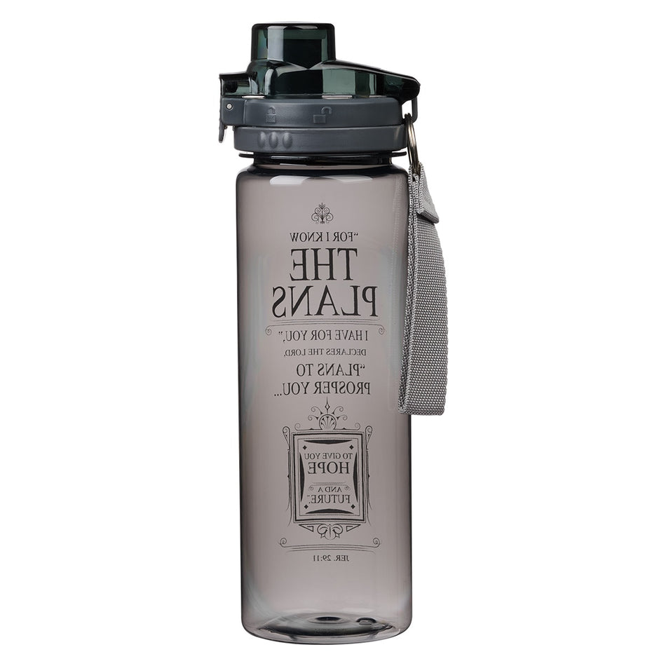 The Plans Black Plastic Water Bottle - Jeremiah 29:11 by Christian Art Gifts, product view 2