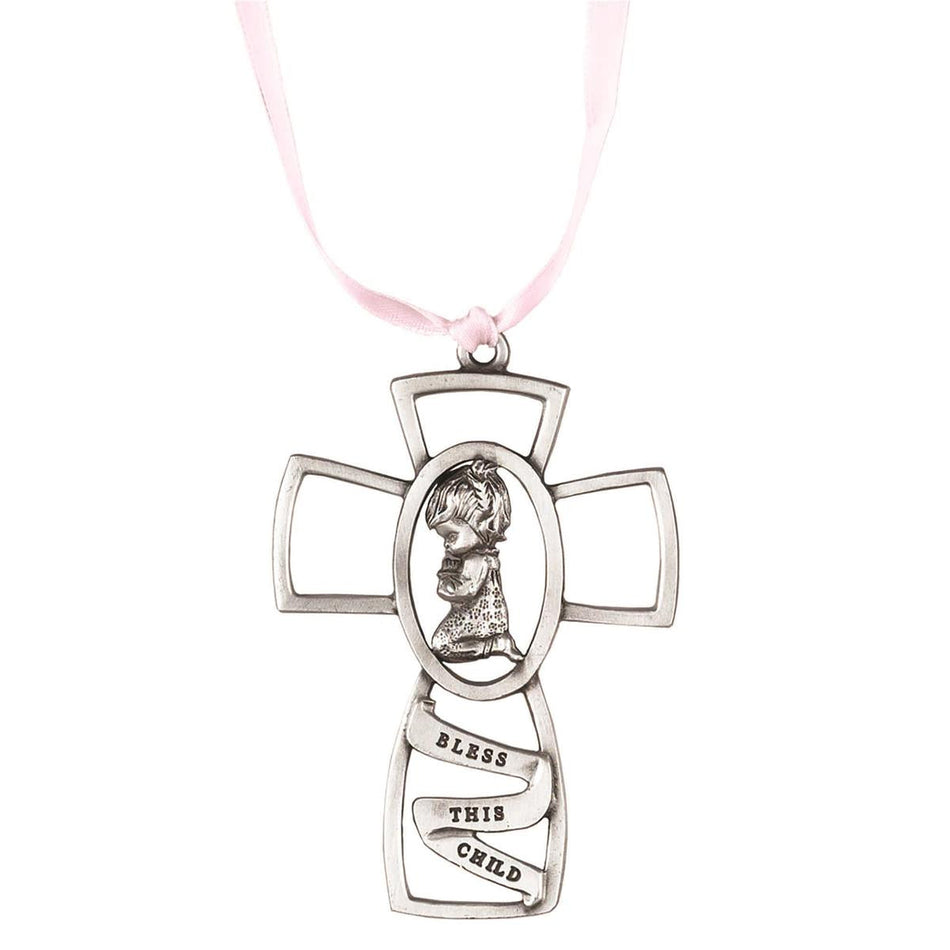 Cross Crib Girl Bless This Child Pewter 3 by Dicksons