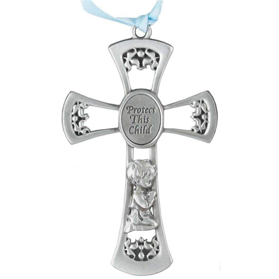 Cross Wall Boy Protect This Child Pewter 3.5 by Dicksons