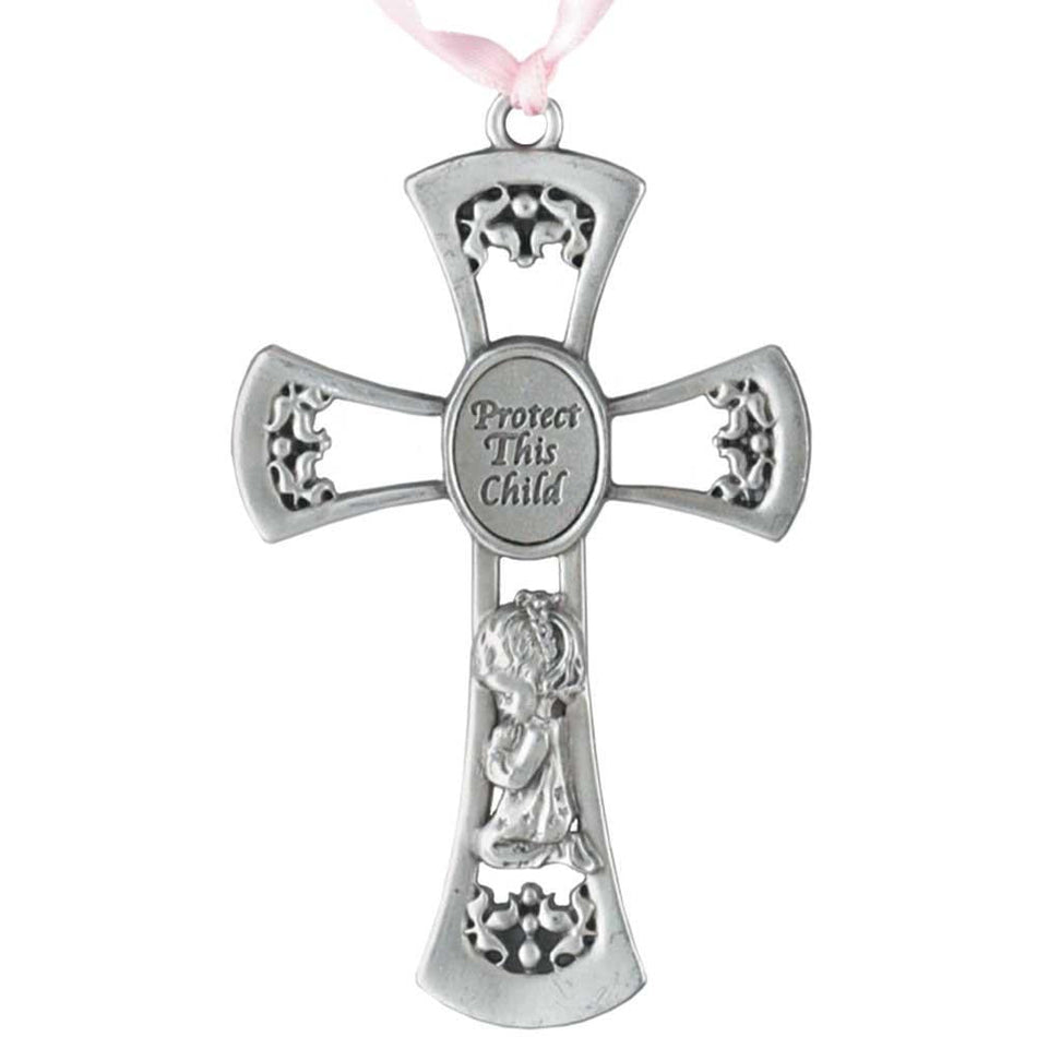 Cross Wall Girl Protect This Child Pewter by Dicksons