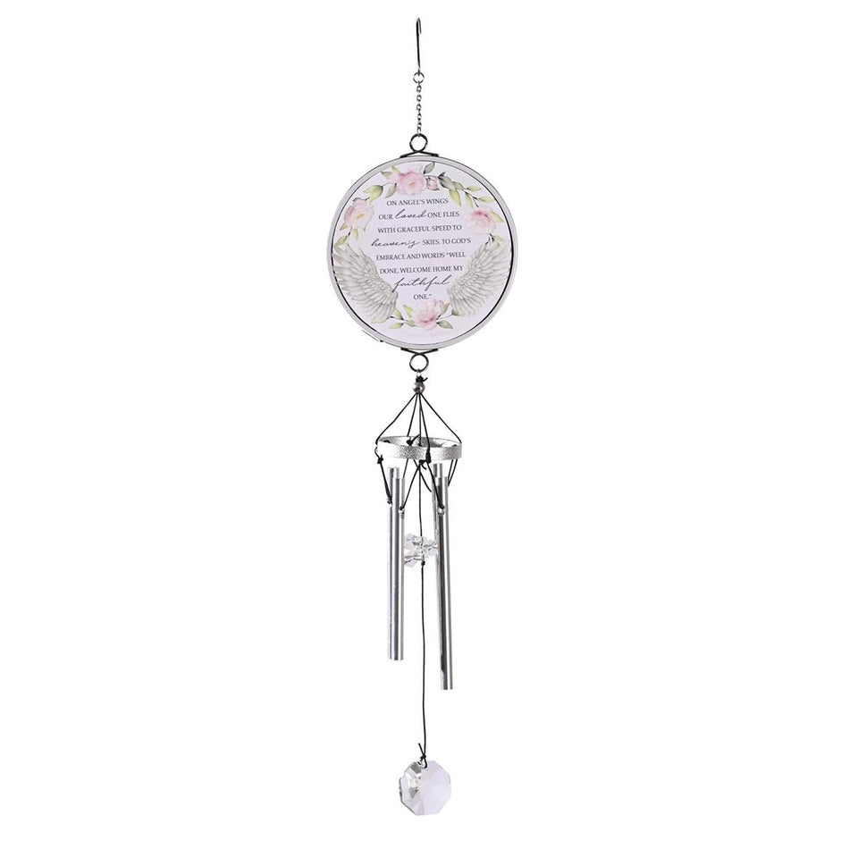 On Angels Wings Our Loved One Flies Silver Tone and Floral 14.5 Inch Aluminum by Dicksons