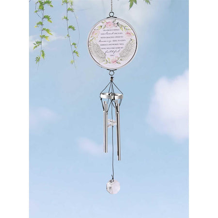 On Angels Wings Our Loved One Flies Silver Tone and Floral 14.5 Inch Aluminum by Dicksons, product view 2