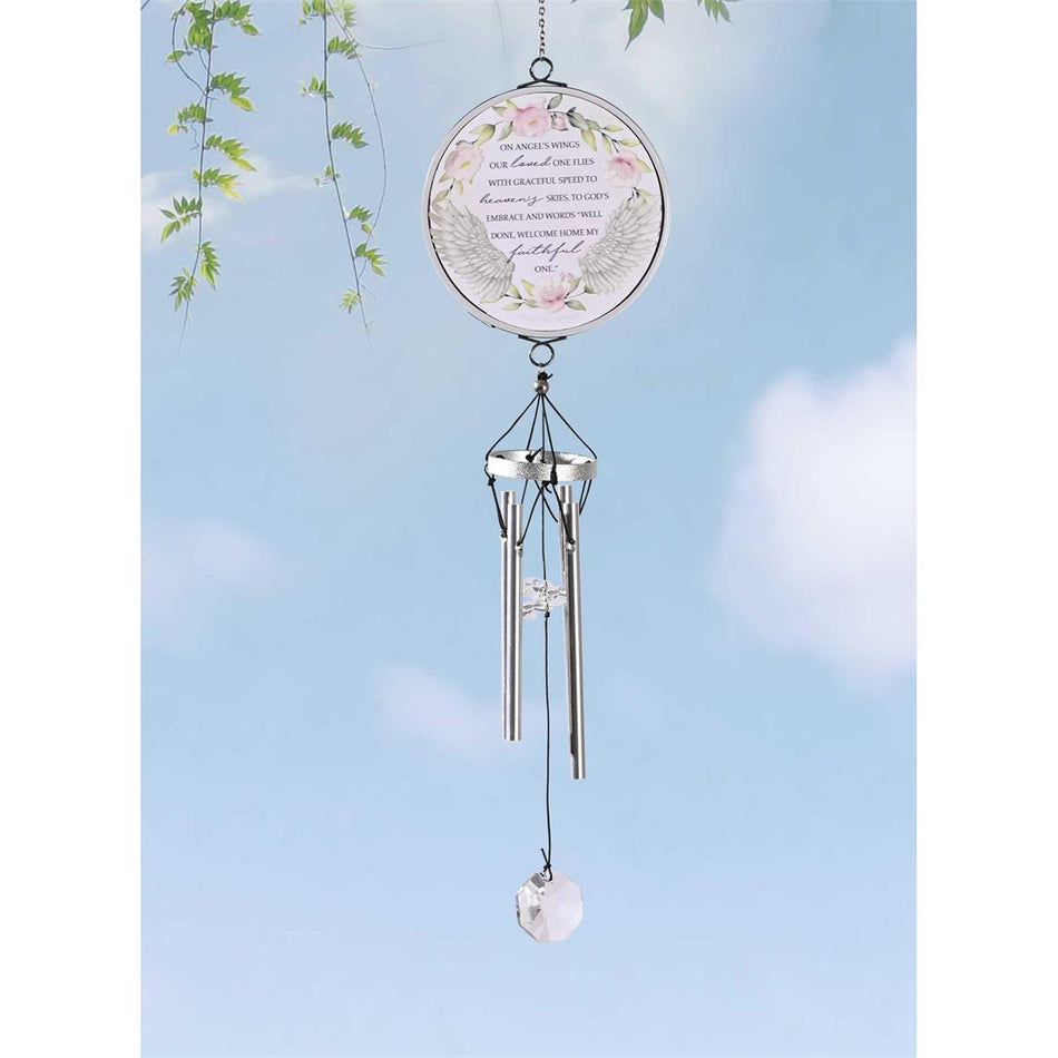 On Angels Wings Our Loved One Flies Silver Tone and Floral 14.5 Inch Aluminum by Dicksons, product view 2