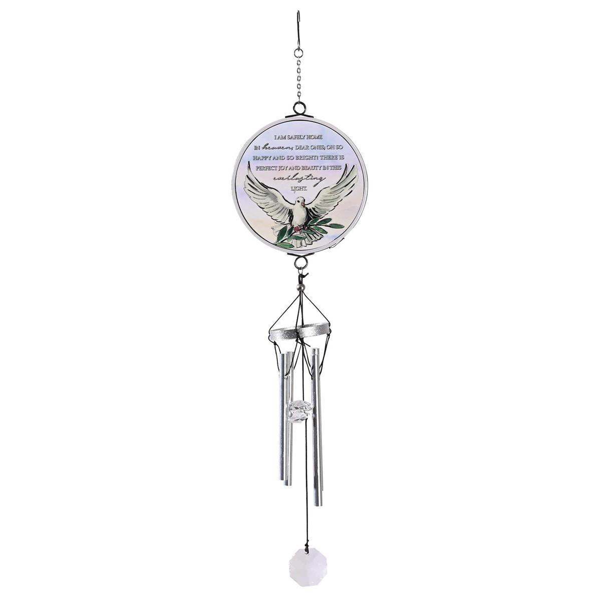 Safely Home in Heaven Silver Tone and Green 14.5 Inch Aluminum Suncatcher Wind by Dicksons