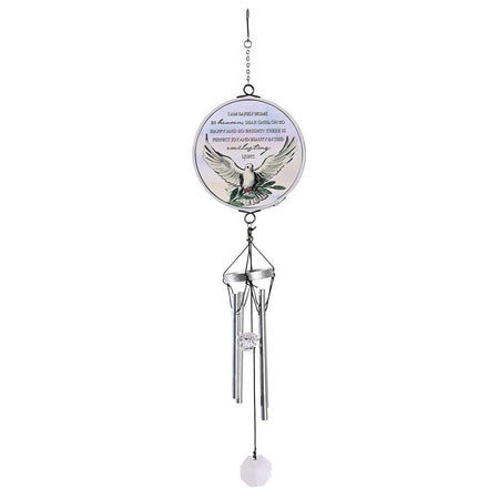 Safely Home in Heaven Silver Tone and Green 14.5 Inch Aluminum Suncatcher Wind by Dicksons