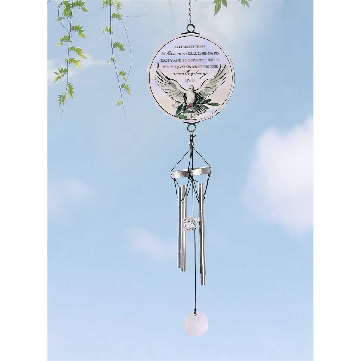 Safely Home in Heaven Silver Tone and Green 14.5 Inch Aluminum Suncatcher Wind by Dicksons, product view 2