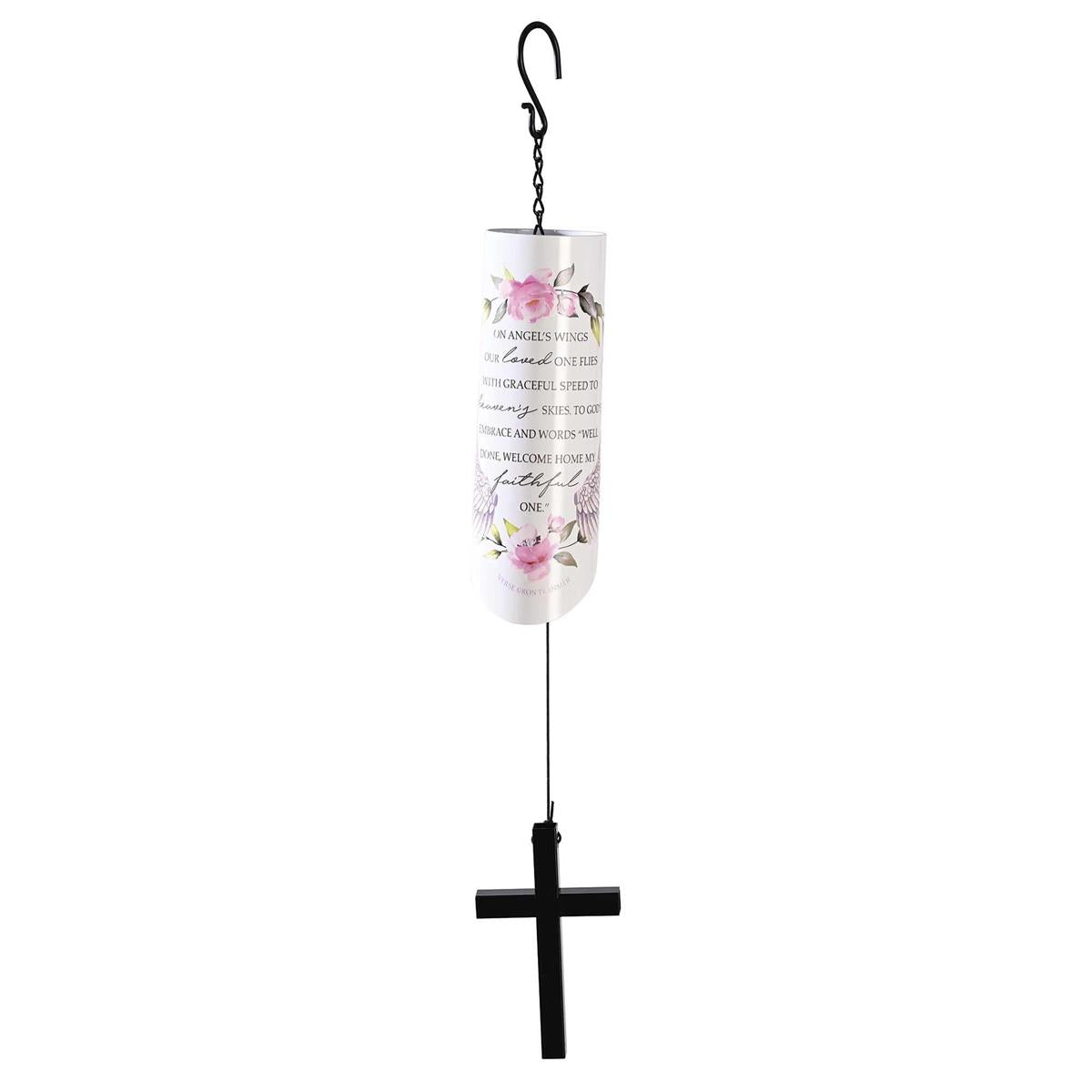 On Angels Wings Our Loved One Flies White and Pink 23 Inch Aluminum Decorative by Dicksons