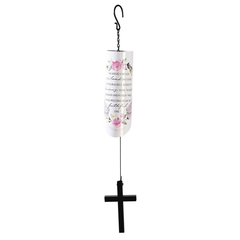 On Angels Wings Our Loved One Flies White and Pink 23 Inch Aluminum Decorative by Dicksons