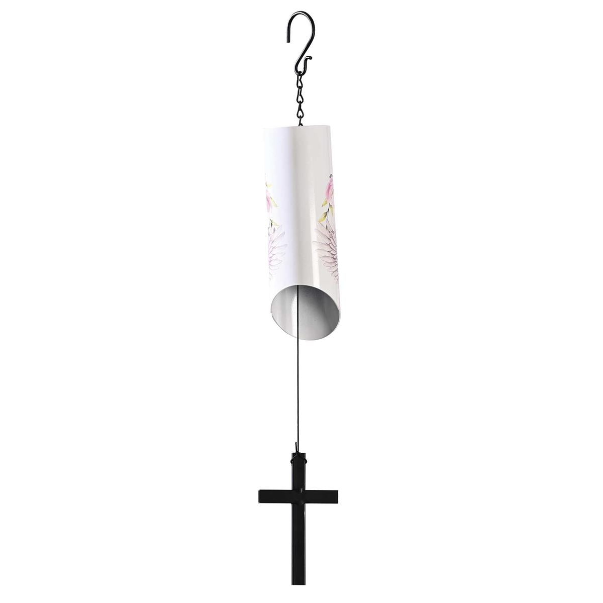 On Angels Wings Our Loved One Flies White and Pink 23 Inch Aluminum Decorative by Dicksons, product view 2