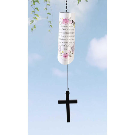On Angels Wings Our Loved One Flies White and Pink 23 Inch Aluminum Decorative by Dicksons, product view 3