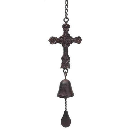 Filigree Embossed Cross and Bell Brown 5 x 8 Metal Hanging Indoor Outdoor Wind by Dicksons