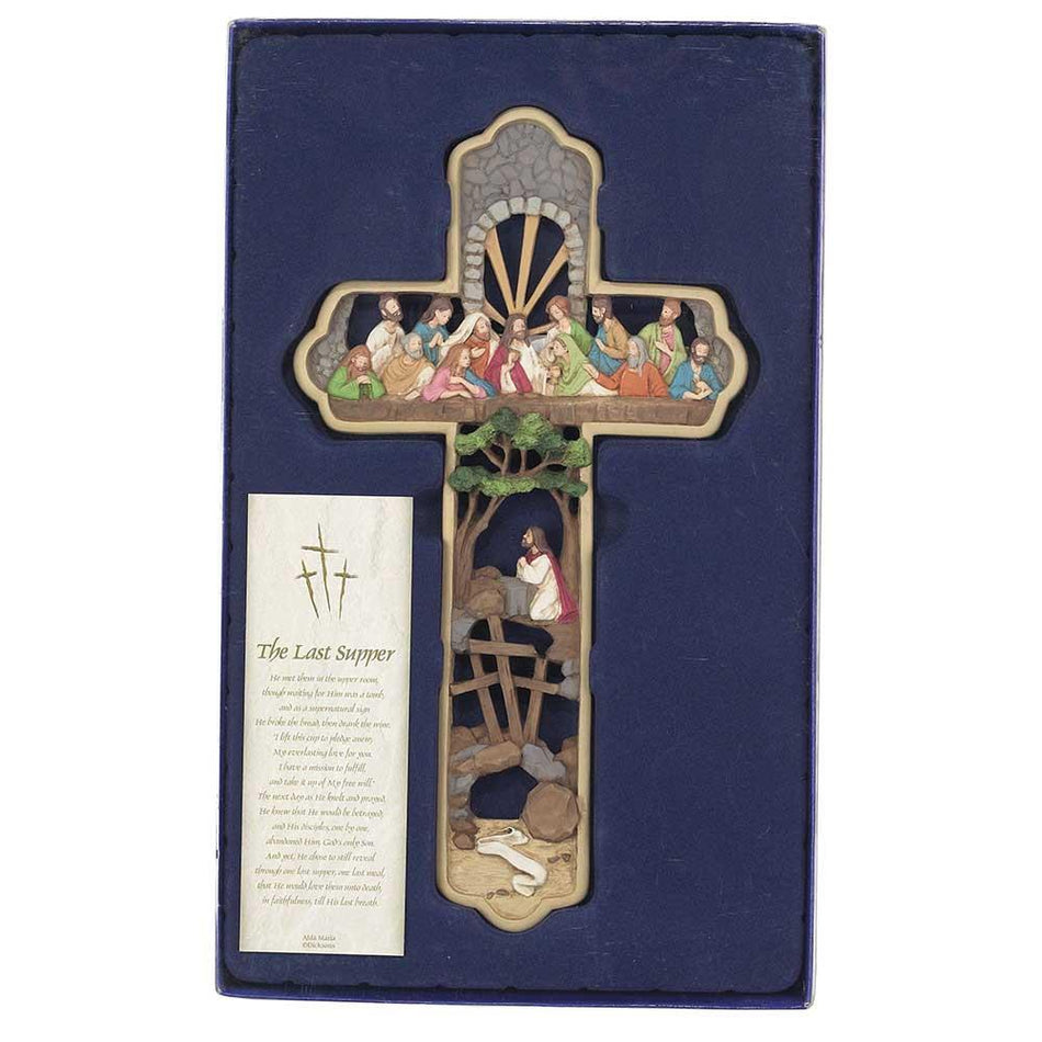 Lord's Last Supper Multicolored Carved 12 Inch Resin Gifting Boxed Wall Cross by Dicksons