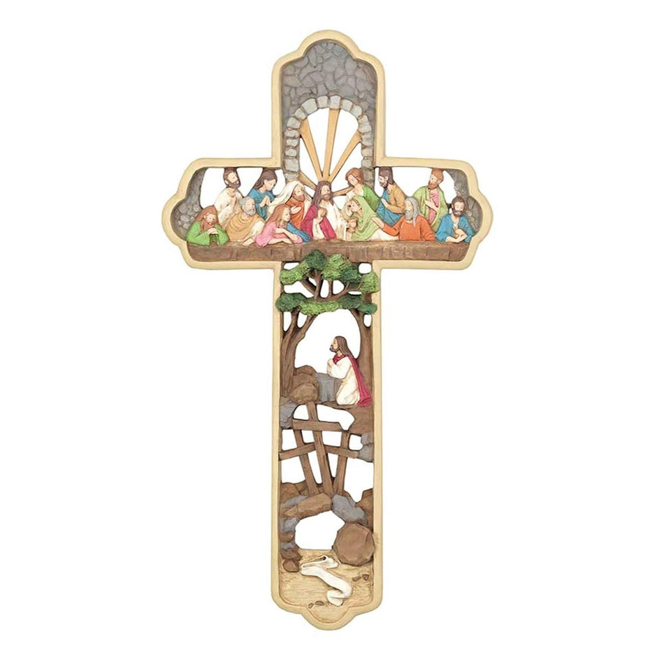 Lord's Last Supper Multicolored Carved 12 Inch Resin Gifting Boxed Wall Cross by Dicksons, product view 2