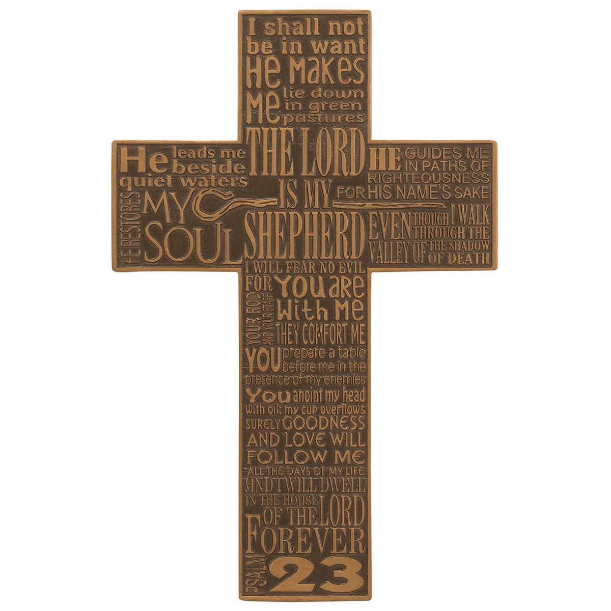 Psalm 23 Golden Brown 11 x 7 Resin Decorative Hanging Wall Cross by Dicksons