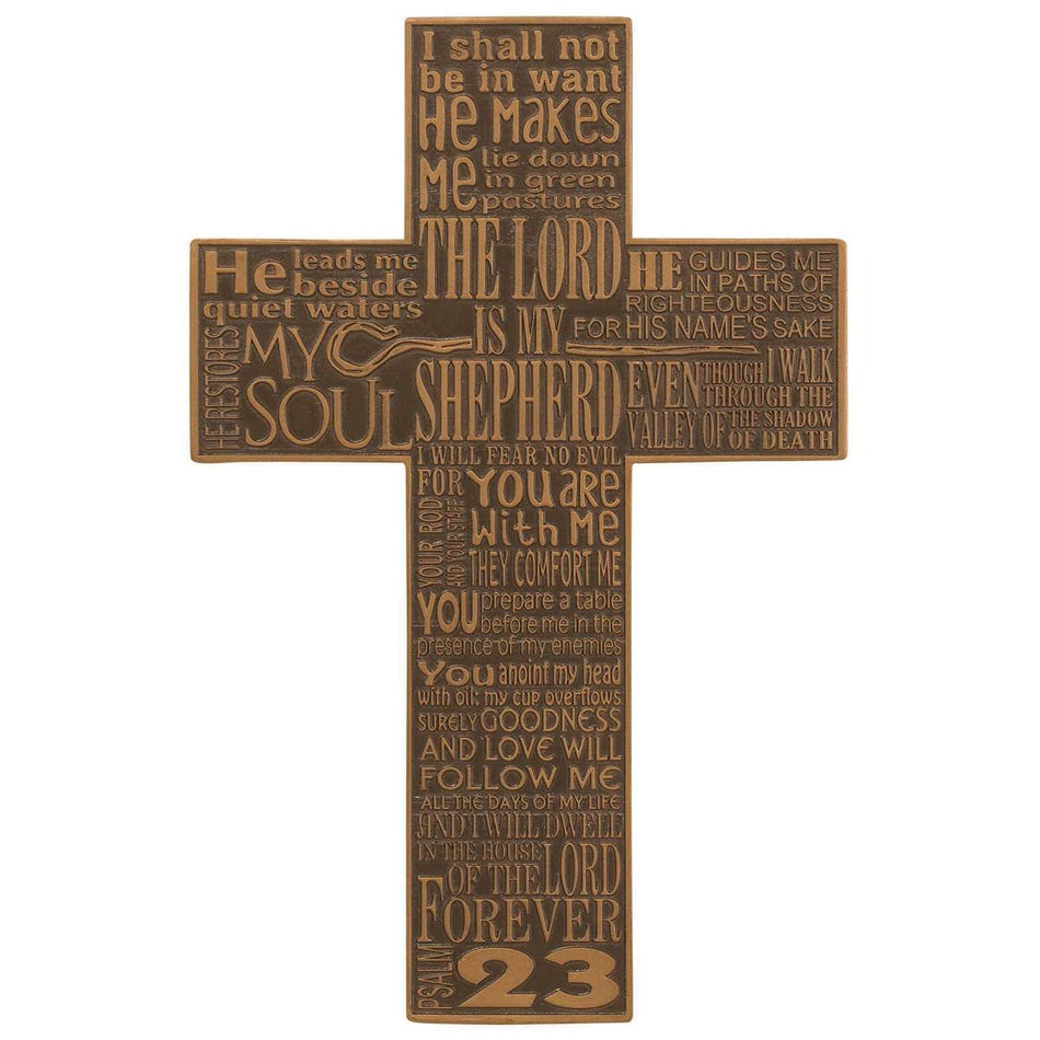 Psalm 23 Golden Brown 11 x 7 Resin Decorative Hanging Wall Cross by Dicksons