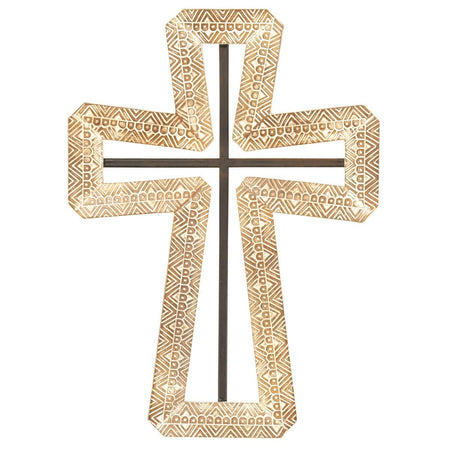 Geometric Pattern Stylish Open Center Decorative Gold 8.5 x 12 Resin Wall Cross by Dicksons