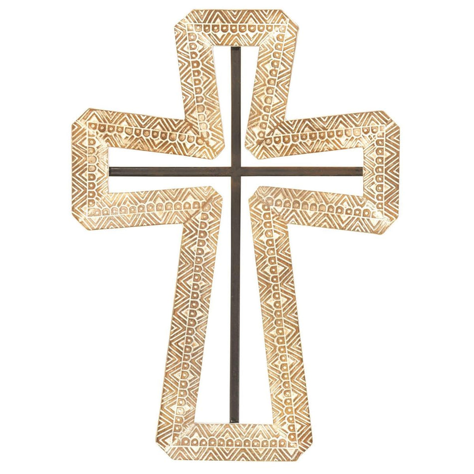 Geometric Pattern Stylish Open Center Decorative Gold 8.5 x 12 Resin Wall Cross by Dicksons