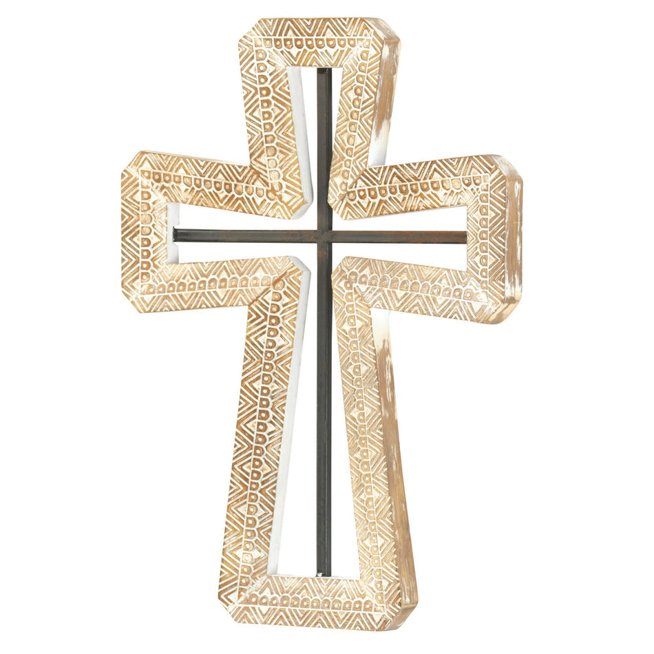Geometric Pattern Stylish Open Center Decorative Gold 8.5 x 12 Resin Wall Cross by Dicksons, product view 2