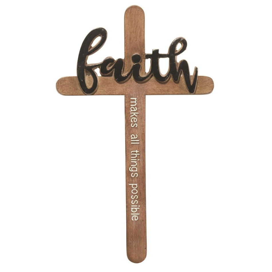 Faith Makes All Things Possible Brown 5.75 x 9.5 Resin Decorative Wall Cross by Dicksons