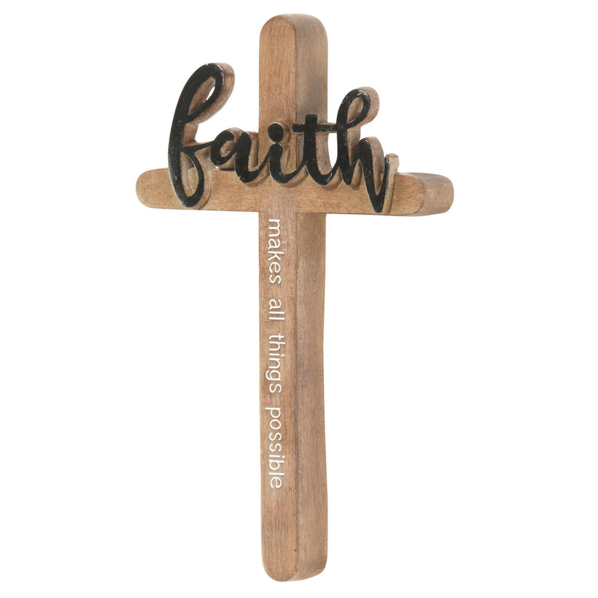 Faith Makes All Things Possible Brown 5.75 x 9.5 Resin Decorative Wall Cross by Dicksons, product view 2