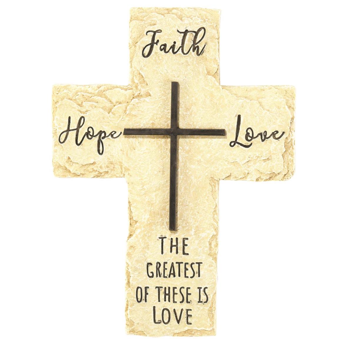 Faith Hope Love The Greatest Yellow 10 x 7.25 Resin Decorative Wall Cross by Dicksons