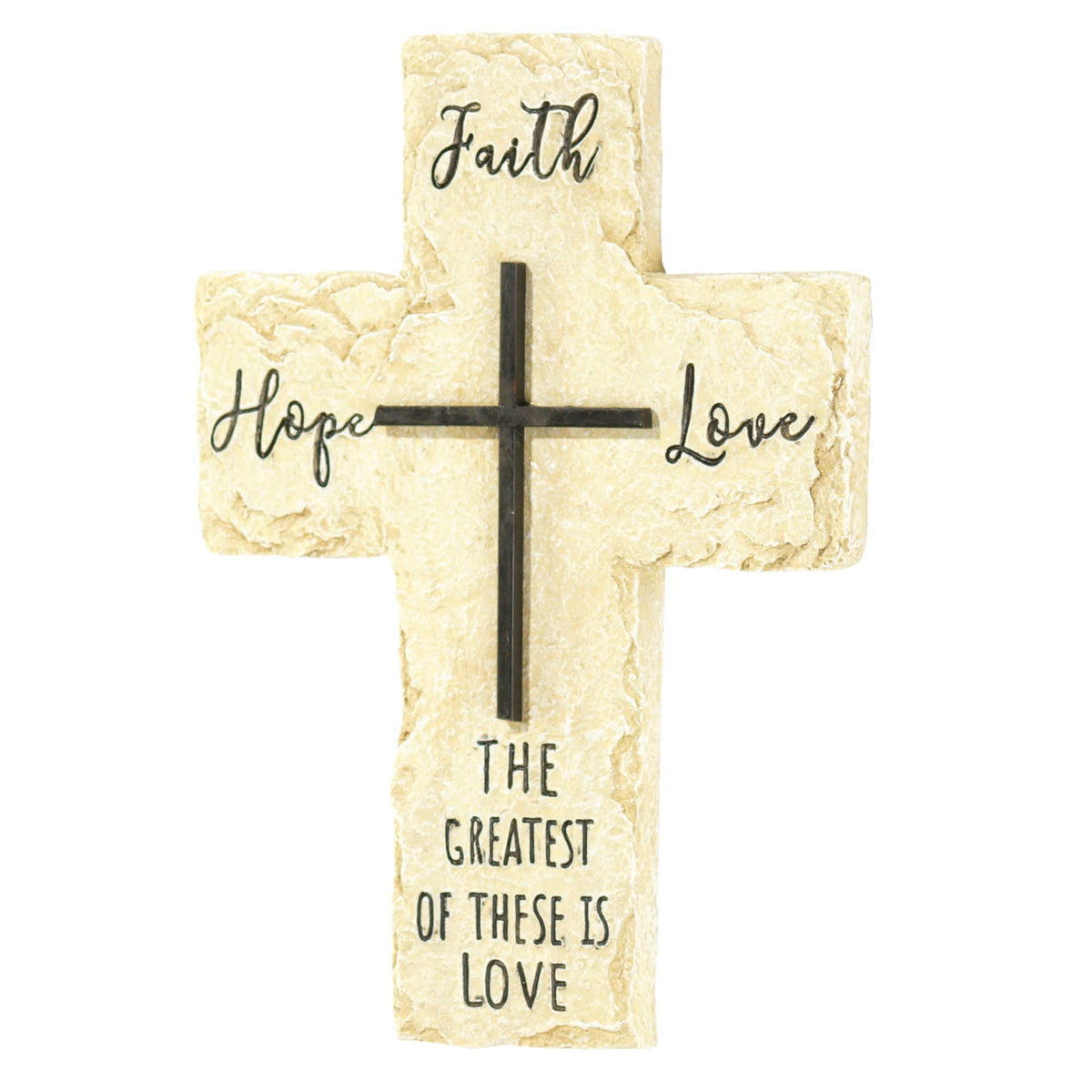 Faith Hope Love The Greatest Yellow 10 x 7.25 Resin Decorative Wall Cross by Dicksons, product view 2