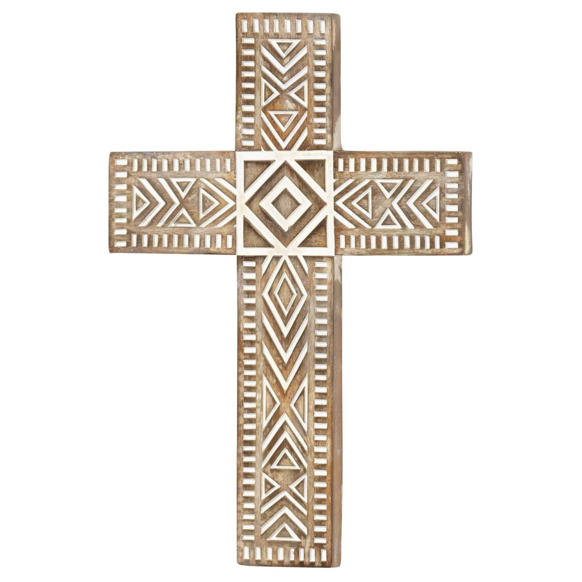 Wall Cross Boxy Brown White Wash 10H by Dicksons