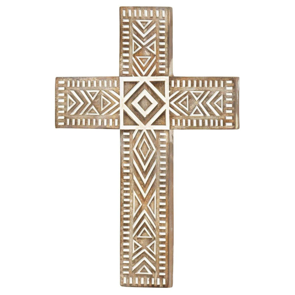 Wall Cross Boxy Brown White Wash 10H by Dicksons
