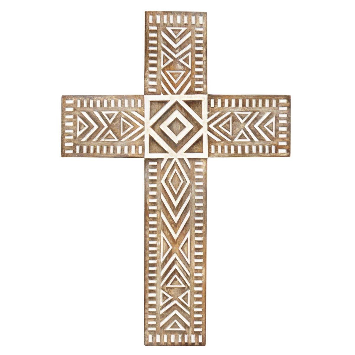Wall Cross Boxy Brown White Wash 10H by Dicksons, product view 2