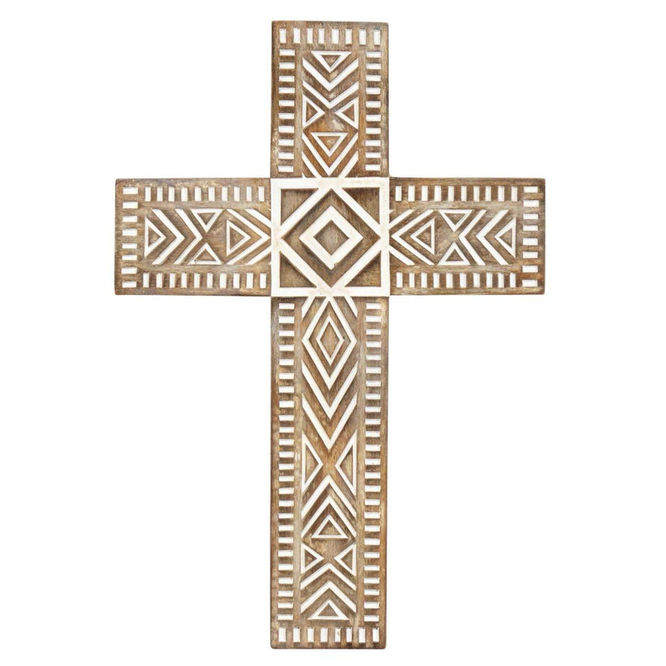 Wall Cross Boxy Brown White Wash 10H by Dicksons, product view 2