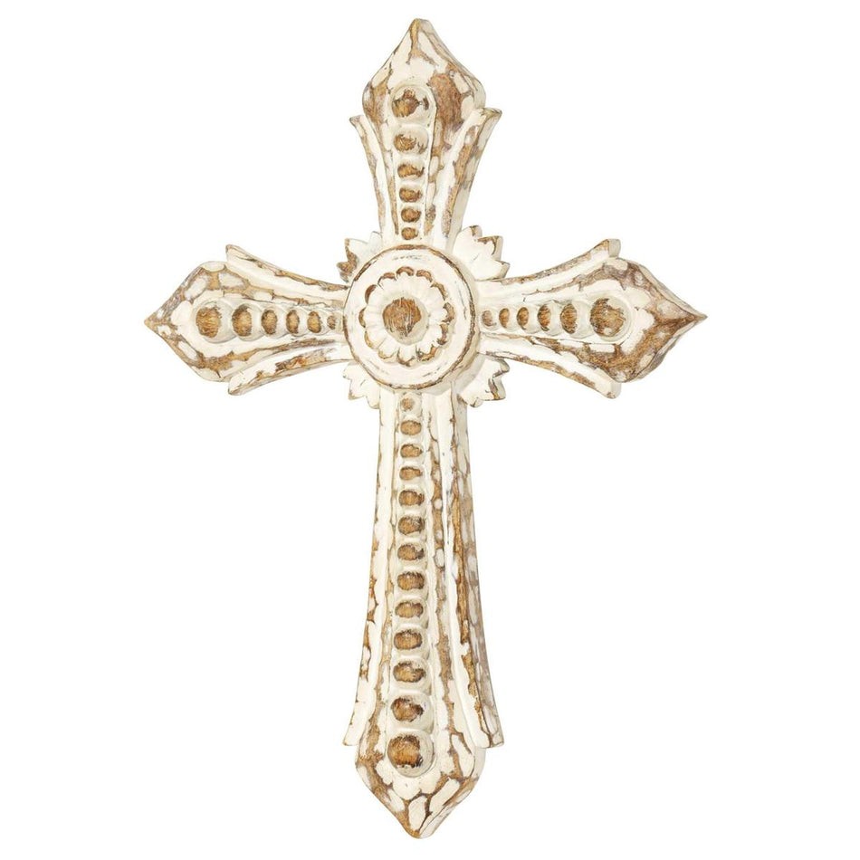Whitewash Floral 14 x 10 Resin Hanging Wall Cross by Dicksons