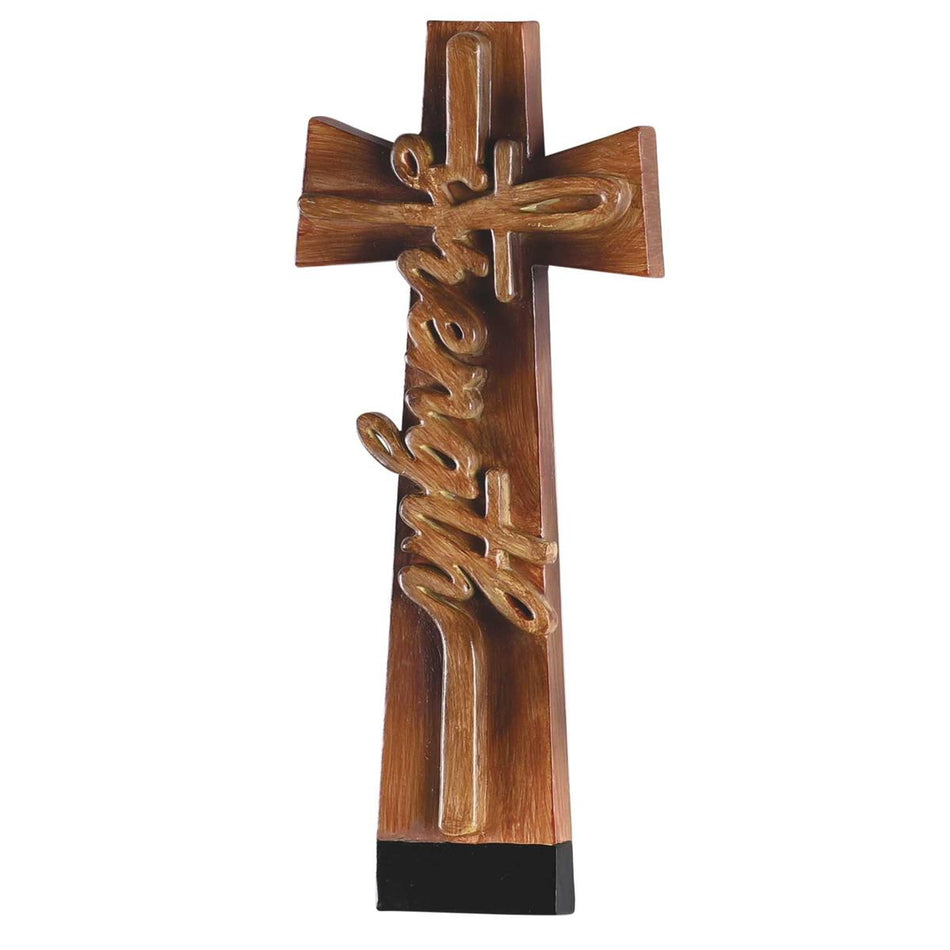 Strength Natural Brown Wood Look 7 x 4 Inch Resin Sculpted Dimensional Hanging by Dicksons