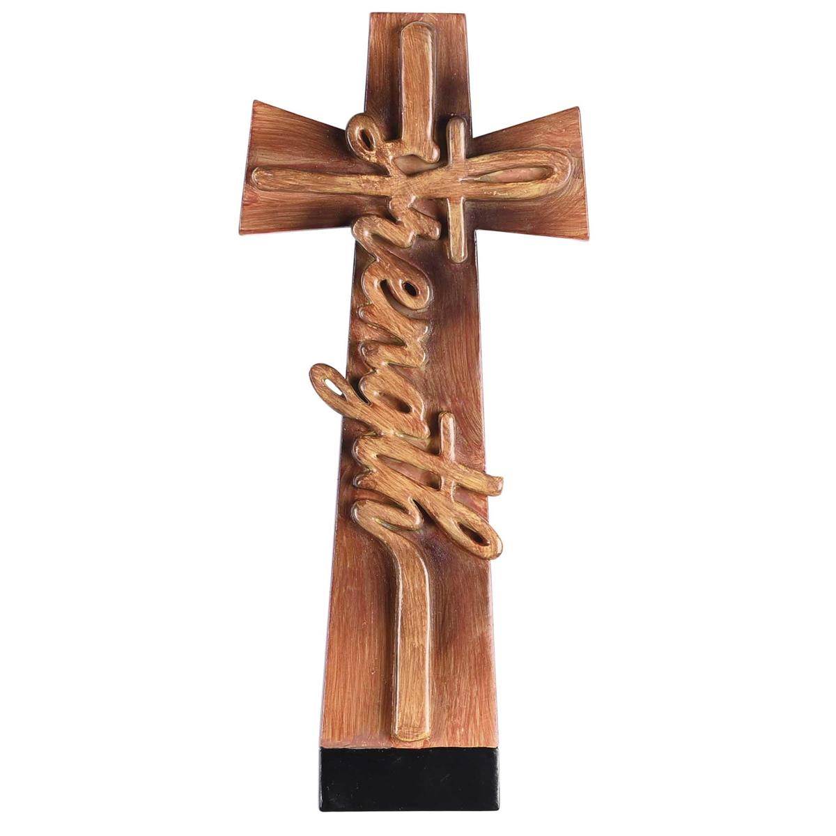 Strength Natural Brown Wood Look 7 x 4 Inch Resin Sculpted Dimensional Hanging by Dicksons, product view 2