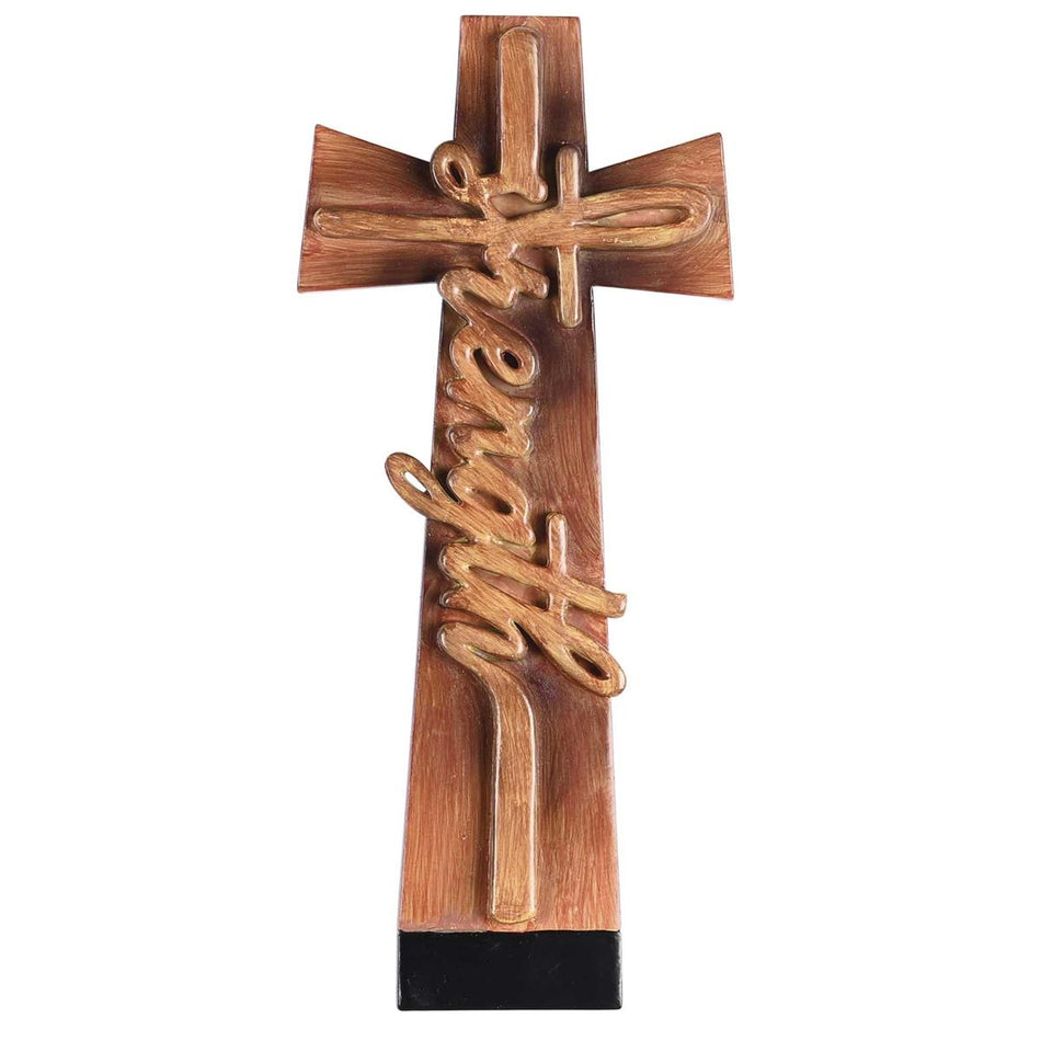 Strength Natural Brown Wood Look 7 x 4 Inch Resin Sculpted Dimensional Hanging by Dicksons, product view 2