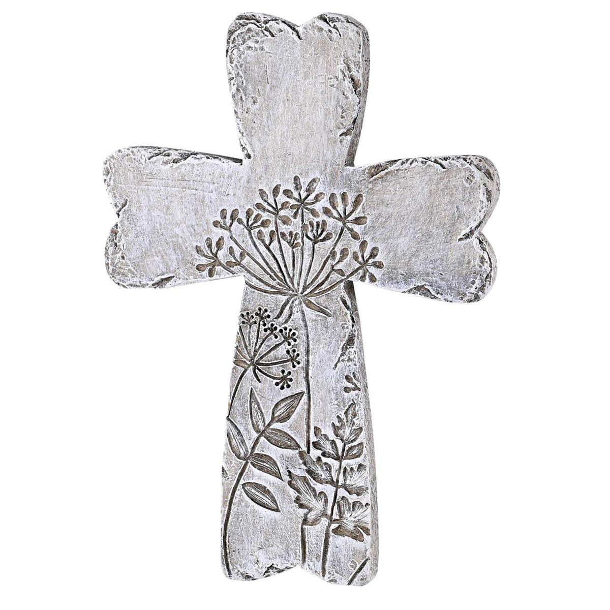 Gray Floral Resin Wall Cross 5.75H by Dicksons