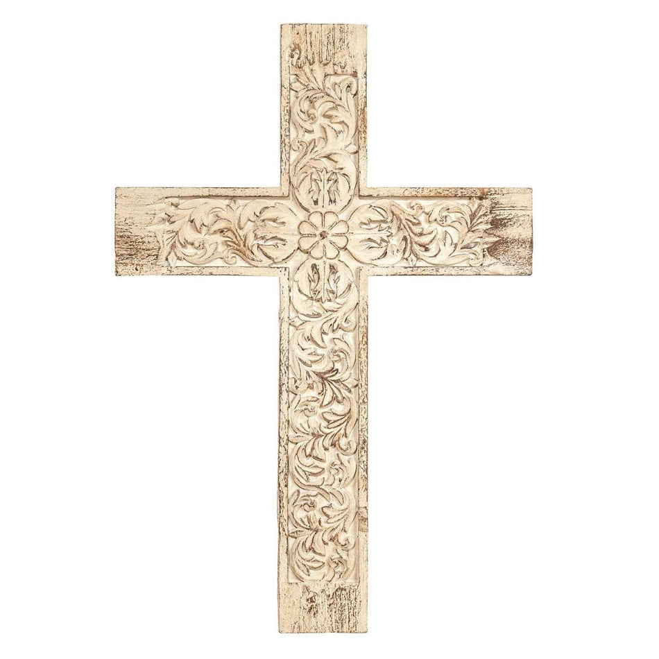 Cross Wall Antique Wood Look Resin 16"H by Dicksons