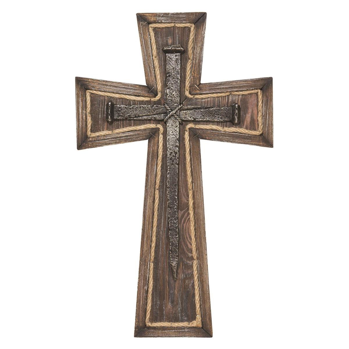 Wood Wall Cross 17" with Rope Accent by Dicksons